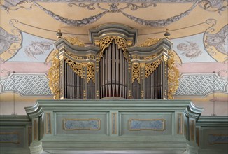 Organ built in 1976 in the Protestant parish church, built 1733-1748, Hauptstr. 44, Betzenstein,