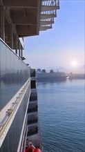 Cruise ship arriving at Puerto Vallarta vacation, Mexico. Scenic ocean and beach views