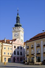 Market square with St Wenceslas Church, Old Town, Mikulov, Breclav district, Jihomoravský region,