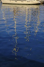 Water reflection at the harbour, Barcelona, Catalonia, Spain, Europe