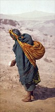 Patient labour, Moki Pueblos, Hopi Indian woman, Arizona, Historical, digitally restored