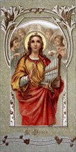 Saint's picture depicting St Cecilia, Germany, 1900, Historical, digital reproduction of an