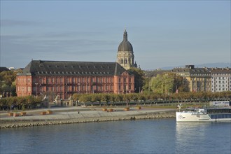 Baroque Electoral Palace and High Renaissance Christ Church with dome, ship on the banks of the