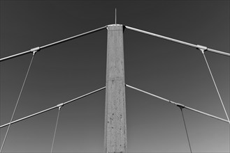 Friedrich Ebert Bridge, pylon, Rhine bridge from 1954, Duisburg, North Rhine-Westphalia, Germany,