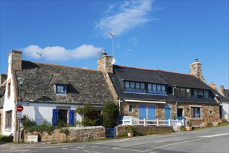 Traditional house in a village with a blue sky, Trégastel, Tregastel, Ploumanac'h, Ploumanach, Côte