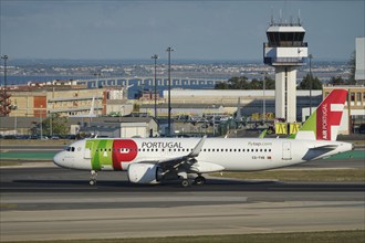 Lisbon, Portugal - September 2, 2023: TAP Air Portugal Airbus A321-251N passenger plane taxi on