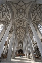 Interior with vault and organ loft of the late Gothic church of St George, built between 1427 and