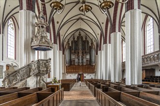 Organ by the Hamburg master organ builder Hans Scherer in the interior of St Stephan's Church in