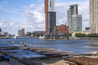 The Rijnhaven, a 28-hectare harbour basin, has now been filled in by almost a third to create space