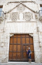 Portal of the Casa del Cordon or Palace of the Constables of Castile, historic centre of Burgos,