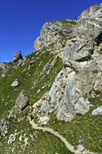 Ascending to the summit of Pierre Avoi, Valais Alps, Verbier, Valais, Switzerland, Europe