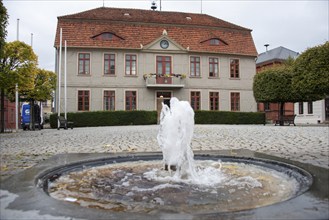 View of the town hall of the island town of Malchow, Mecklenburg-Western Pomerania, Germany, Europe