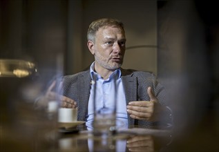 Christian Lindner (FDP), Federal Minister of Finance, recorded during an interview in his office at