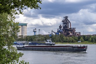 Duisburg-Hüttenheim steelworks, Hüttenwerke Krupp-Mannesmann, HKM, blast furnace A, Rhine cargo