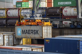 Port of Duisburg Ruhrort, Container freighter being loaded and unloaded at DeCeTe, Duisburg