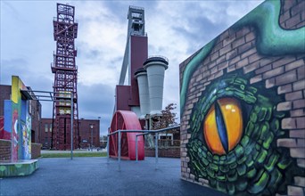 Shaft complex of the former Schlägel & Eisen coal mine, Shaft 3/4/7, Herten, North