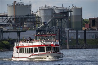 City of Duisburg excursion boat, harbour cruise, inland waterway cruise on the Rhine near Duisburg,