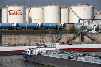 Duisport, Ruhrort harbour, oil island, TanQuid tank farm, for mineral oil products, chemical