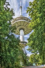 Television tower near Hausberge, district of Porta Westfalica, Weser Valley, Weserbergland, North