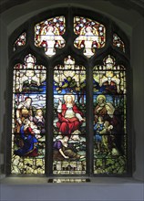 Jesus Christ the Good Physician, stained glass window, Church of Saint Mary, Mendlesham, Suffolk,