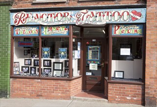 Tattoo parlour shop in Leiston, Suffolk, England, United Kingdom, Europe