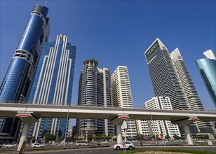 Dubai, Downtown skyscrapers and Sheik Zayed Road, United Arab Emirates, Middle East, Asia