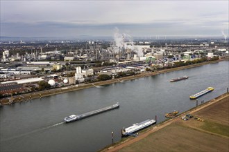 Aerial view of the BASF plant in Ludwigshafen. BASF SE, based in Ludwigshafen am Rhein, is the