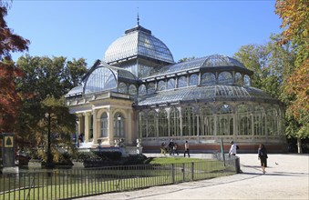 Palacio de Cristal, Crystal Palace built 1887 in El Retiro park, Madrid, Spain, Europe