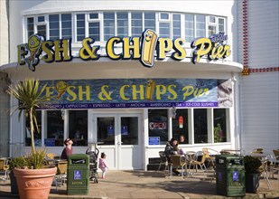 Fish and Chips restaurant on Clacton Pier, Essex, England, United Kingdom, Europe