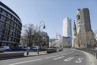 The Berlin Memorial Church on Breitscheidplatz in Berlin. Where there are usually hundreds of