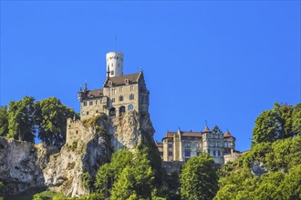 Lichtenstein Castle, fairytale castle of Württemberg, historicist building, landmark of the Swabian