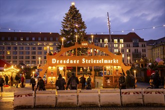 A few days in front of the opening of the Dresden Striezelmarkt, a lighting test was carried out