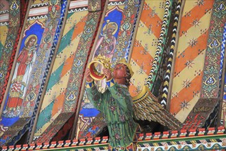 Painted ceiling by Mildred Holland 1863-66, Huntingfield church, Suffolk, England, UK