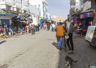 People and shops street in town centre Medina, Essaouira, Morocco, north Africa, Africa