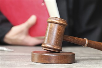 Close-up of a judge's gavel as a symbolic image for a court judgement