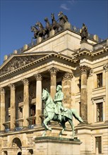 Palace, classicist three-winged complex with quadriga and equestrian statue of Duke Friedrich