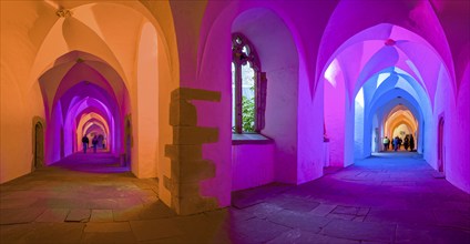 KReuzgang Möllenbeck Monastery Panorama colourfully illuminated Möllenbeck Rinteln Germany