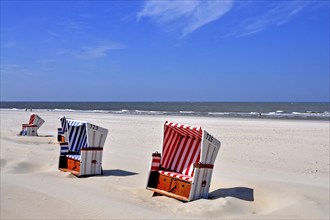 Baltrum Island, beach chairs, beach, North Sea, East Frisian Islands, East Frisia, Lower Saxony,