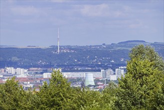 Cityscape Dresden with Kühltur, Nossener Brücke, Prager Staße, Fernsehturm and Triebnberg,