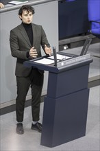 Lukas Benner, Member of the German Bundestag (Alliance 90/The Greens), delivers a speech in the