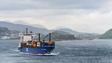 Container Ship NCL AVEROY, ALESUND, Geirangerfjord, Norway, Europe