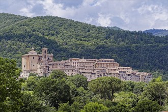 The village of Contigliano in the province of Rieti, with town walls and the collegiate church of