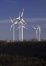 Wind turbines at the Garzweiler open-cast lignite mine, Jüchen, North Rhine-Westphalia, Germany,