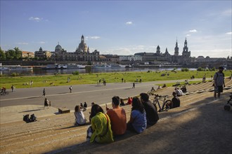 Men's groups on the way to the Men's Day at the Dresden Königsufer, Dresden, Saxony, Germany,