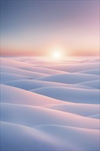 Illustration of a cold winter sunrise, represented by a minimalist gradient of soft pastel pinks