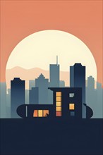 Abstract wallpaper illustration representing luxury real estate lifestyle with geometric shapes, AI