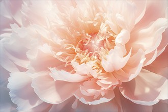 Close up of cream colored peony spring flower. KI generiert, generiert AI generated