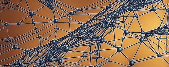 Network of interconnected shapes inspired by the structure of spider silk representing strength and