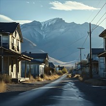 Ghost town with its deserted streets and empty homes a canvas of untold stories, AI generated