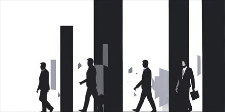 Vector illustration showcasing miniature business figures embodying team collaboration engaged in